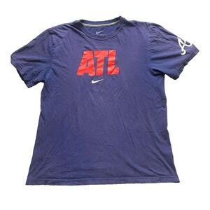 Atlanta Braves Shirt Mens Large Nike Center Swoosh Grunge Athleisure Everyday